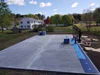 Existing asphalt court at Williams College in Williamstown, MA, prior to resurfacing in purple tile lined for volleyball and basketball. Apologies to the late Sheb Wooley for the lyrics-inspired caption.