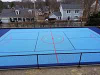 Surface and fencing complete for Hingham hockey/basketball court. Waiting for the hockey and basketball goal systems to be installed.