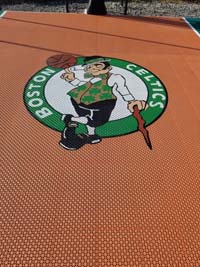 Custom logo example: Celtics on as rust key background.