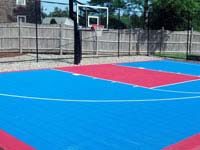 Home basketball court in Halifax, MA, part of cranberry country.