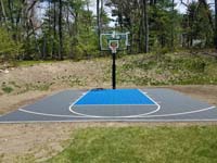 Backyard basketball court in Burlington, MA.