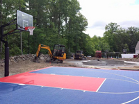 Backyard basketball court build in North Attleboro, MA.