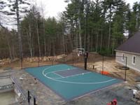 Backyard basketball court in Marion, MA.