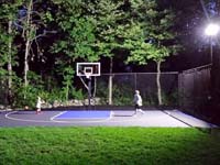Backyard basketball, lighted for night fun,in West Bridgewater, MA.