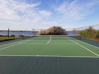 Seaside tennis court in Bristol, RI.