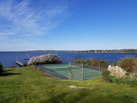 Similar view of upgraded tennis court on the water in Bristol, RI.