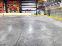 We traveled to Kapolei, Hawaii and inside to resurface two inline skate hockey rinks with Versacourt Speed Indoor tile. This is a picture of one corner of the first court before any tiles were installed.