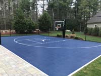 All blue backyard basketball court somewhere in Massachusetts.