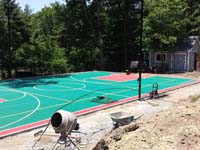 Backyard basketball courts like this multicourt in Pembroke, MA can be yours in New England or, in commercial sizes only, the Caribbean.
