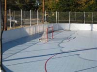 Sample picture of backyard roller hockey court suggestive of what BCM could install.