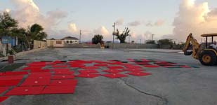 Replacement tennis and basketball courts in Codrington, Barbuda, courtesy of Australia, the Red Cross, and community effort, part of the ongoing recovery from hurricane Irma.